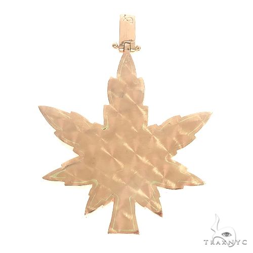 14K Gold Custom Made Weed Pendant 66769 - Image 3