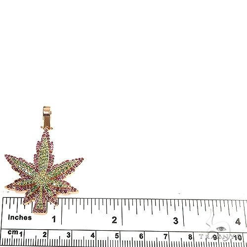 14K Gold Custom Made Weed Pendant 66824 - Image 5