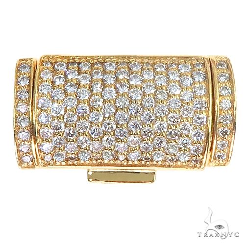 14K gold diamond lock pendant set with round-cut diamonds on Miami Cuban-style body, front view