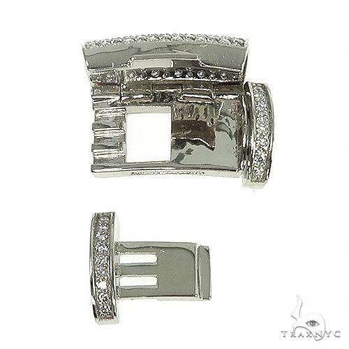 White 14K gold Miami Cuban lock with pavé diamond detailing and secure clasp mechanism