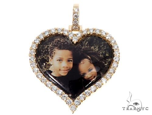 14K Gold Customizable Heart Photo Pendant 1 inch 64627 - Image 8
