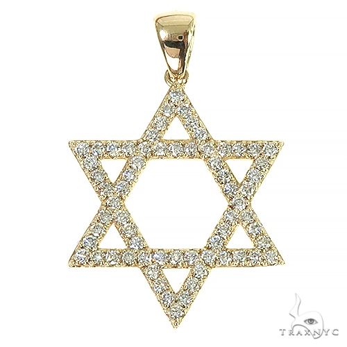 14K Gold David Star Diamond Pendant 66401 - Image 1