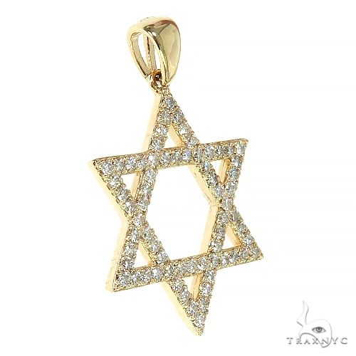 14K Gold David Star Diamond Pendant 66401 - Image 2