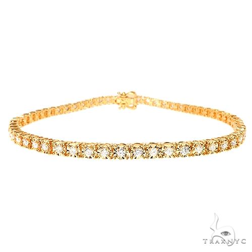14k gold diamond bracelet – continuous diamond channel setting, flat band profile, front view
