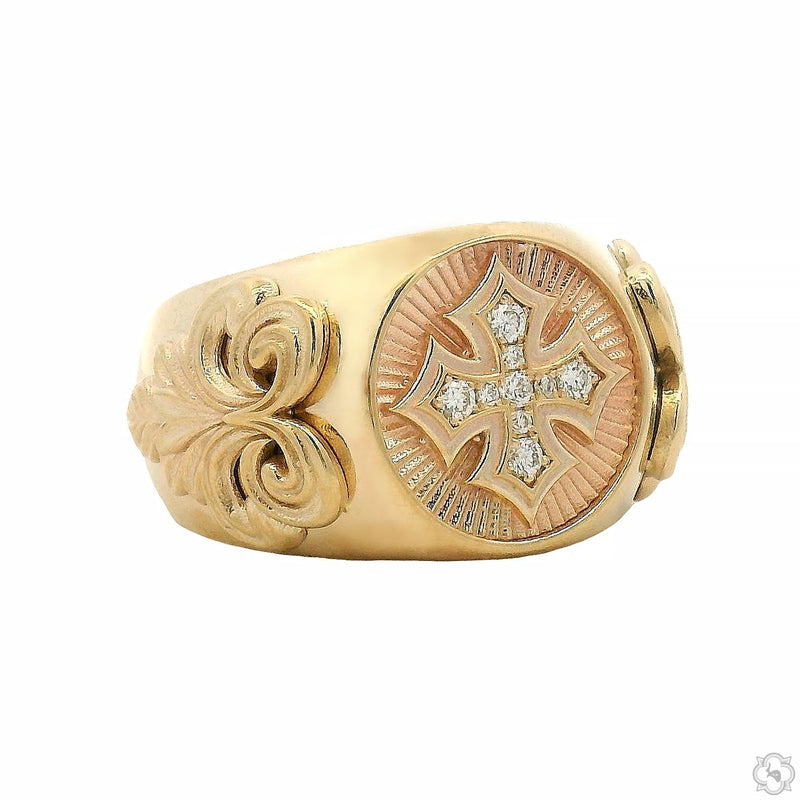 14K Gold Diamond Cross Ring, photo 2 of 5