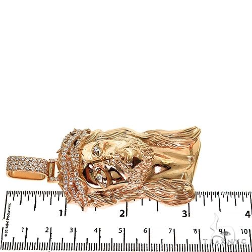 14K Gold Diamond Crown Jesus Pendant 67599 - Image 6