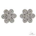 14K Gold Diamond Flower Earrings 67666 - Image 1