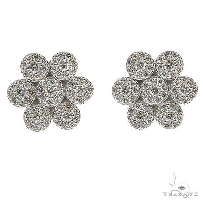 14K Gold Diamond Flower Earrings 67666 - Image 1