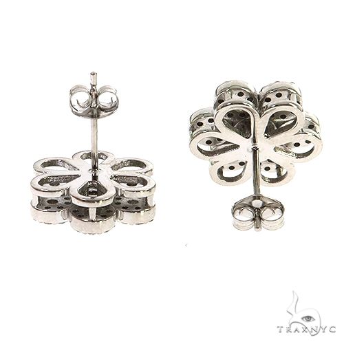 14K Gold Diamond Flower Earrings 67666 - Image 3