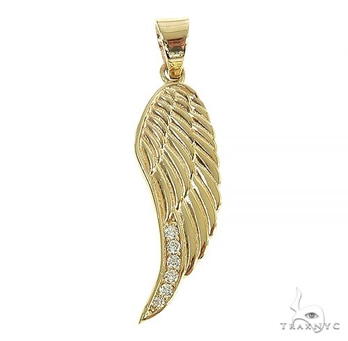 14K Gold Diamond Half Angel Wing 66449 - Image 1
