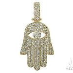 14K Gold Diamond Hamsa Pendant 66310 - Image 1
