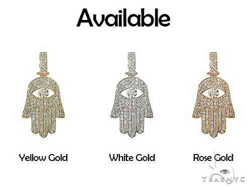 14K Gold Diamond Hamsa Pendant 66310 - Image 7