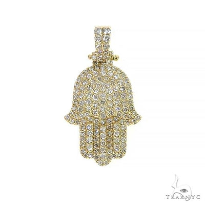 14K Gold Diamond Hamsa Pendant 66822 - Image 1