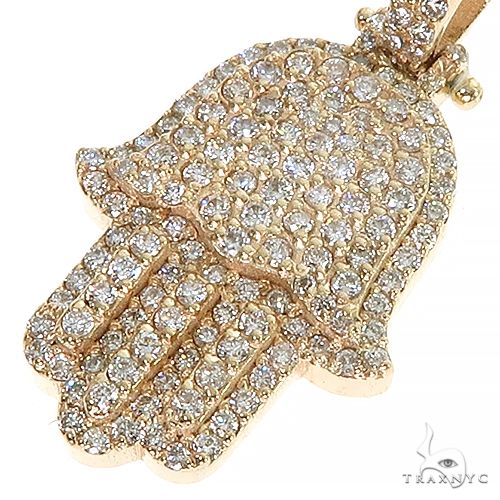 14K Gold Diamond Hamsa Pendant, photo 4 of 6