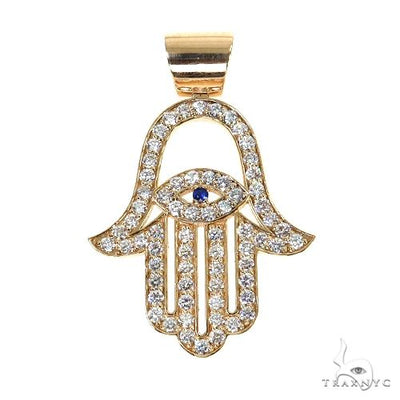 14K Gold Diamond Hamsa Pendant 67808 - Image 1