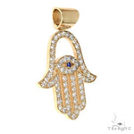 14K Gold Diamond Hamsa Pendant 67808 - Image 2