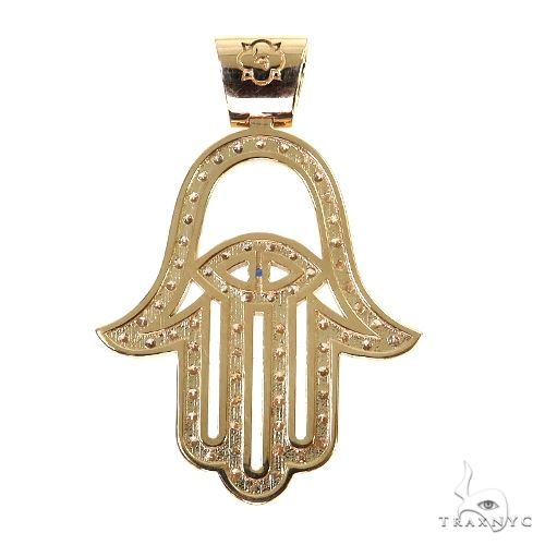 14K Gold Diamond Hamsa Pendant 67808 - Image 4