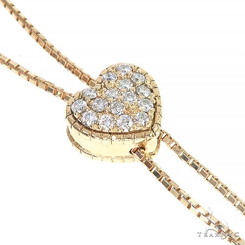 14K Rose Gold Diamond Heart Adjustable Choker Necklace 66544 - Image 4