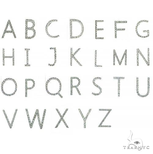 14K gold diamond initial pendants in classic block font, available in yellow, rose, and white gold