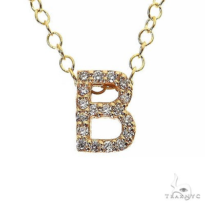 14K Gold Diamond Pavé Mini Diamond Initial Necklace
