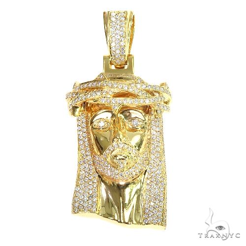 14K Gold Diamond Jesus Pendant 66878 - Image 1