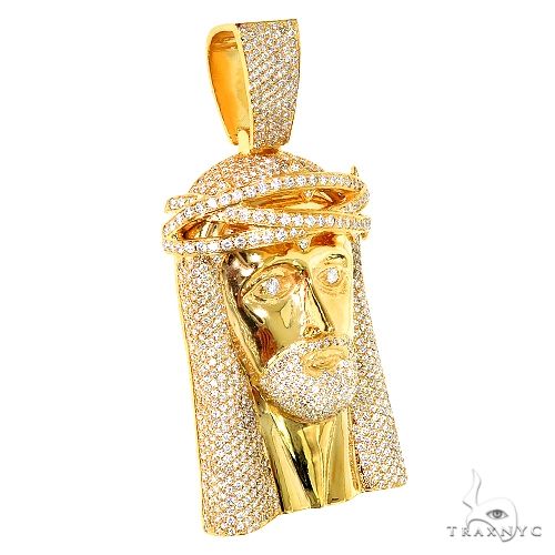14K Gold Diamond Jesus Pendant, photo 2 of 6