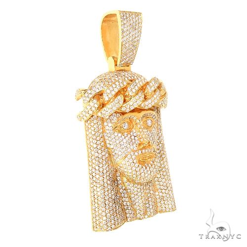 14K Gold Diamond Jesus Pendant, photo 2 of 6
