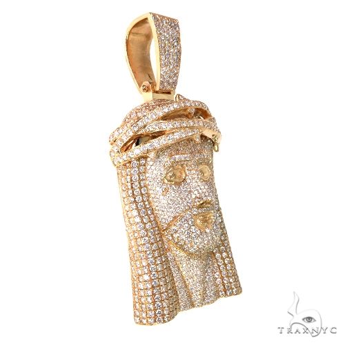 Large 14K Gold Diamond Jesus Pendant, photo 2 of 6