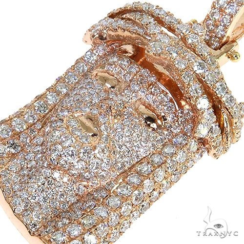 Small 14K Gold Diamond Jesus Pendant, photo 3 of 6