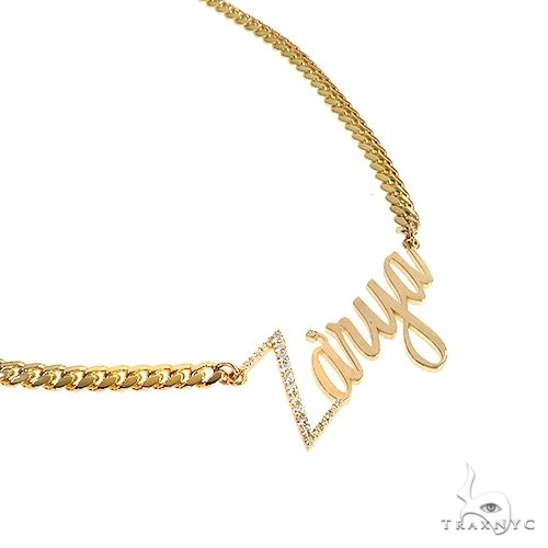 14K Gold Diamond Name Pendant With Miami Cuban Link Chain 66651 - Image 2