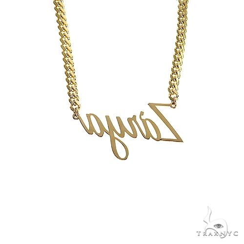 14K Gold Diamond Name Pendant With Miami Cuban Link Chain 66651 - Image 4