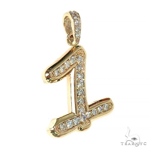 14K Gold Diamond Number Pendant 66407 - Image 2