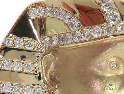 14K Gold King Tut Diamond Pendant Sandblasted Face, photo 12 of 16