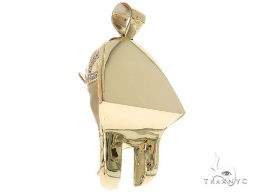 14K Gold King Tut Diamond Pendant Sandblasted Face, photo 6 of 16