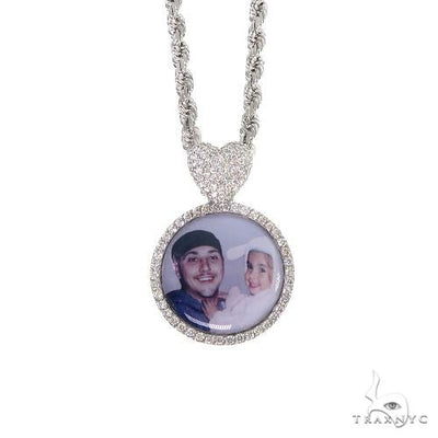 14K Gold Diamond Photo Pendant and Rope Chain Set 66834 - Image 1