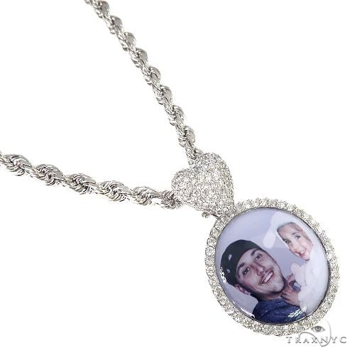 14K Gold Diamond Photo Pendant and Rope Chain Set 66834 - Image 2