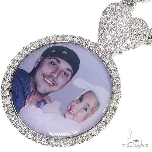 14K Gold Diamond Photo Pendant and Rope Chain Set 66834 - Image 3