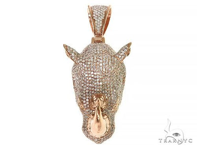 14K Gold Diamond Rhino Pendant 66351 - Image 1
