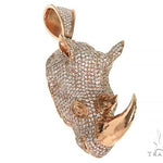 14K Gold Diamond Rhino Pendant 66351 - Image 2