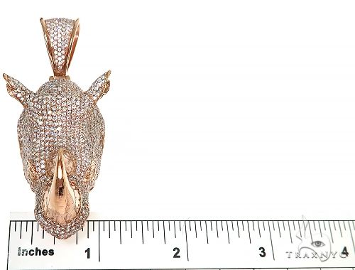 14K Gold Diamond Rhino Pendant 66351 - Image 5