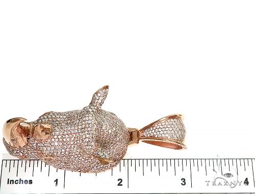14K Gold Diamond Rhino Pendant 66351 - Image 6
