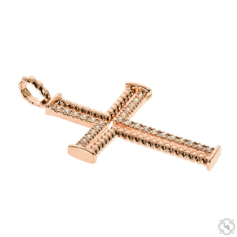 14K Gold Diamond Rope Cross 70222 - Image 2