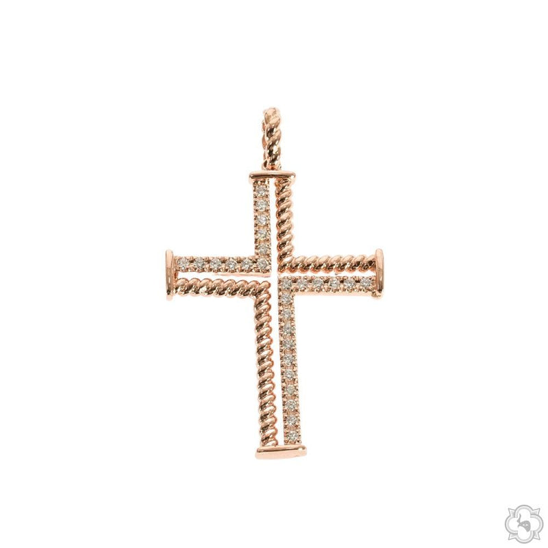 14K Gold Diamond Rope Cross 70222 - Image 1