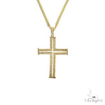 14K Gold Diamond Cuban Cross Set 66619 - Image 3