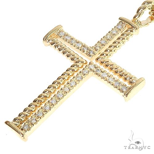 14K Gold Diamond Cuban Cross Set 66619 - Image 4