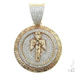 14K Gold Diamond Round Angel Pendant 66326 - Image 1