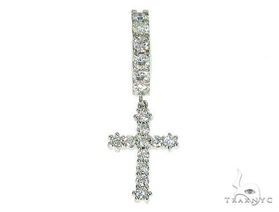 14K Gold Diamond Single Cross Earrings