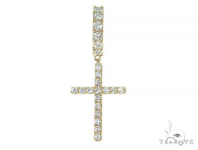 14K Gold Diamond Single Cross Earrings