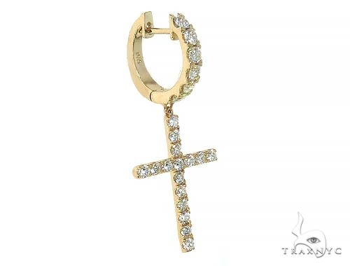 14K Gold Diamond Single Cross Earrings  66197 - Image 2