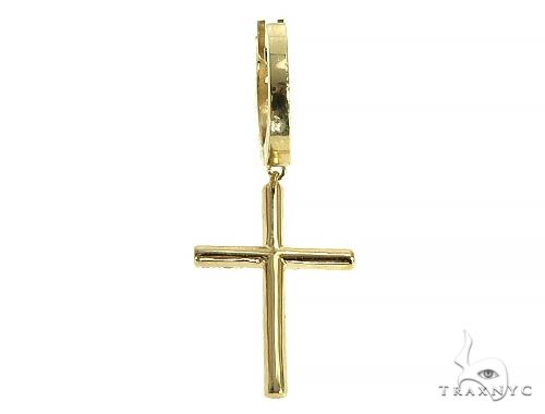 14K Gold Diamond Single Cross Earrings, photo 3 of 6